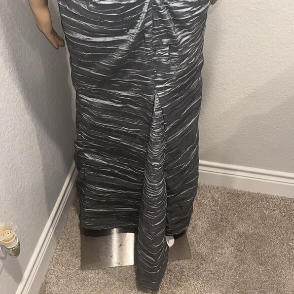 NWOT vintage Alex Evenings gun metal grey crinkled dress - Picture 7 of 8